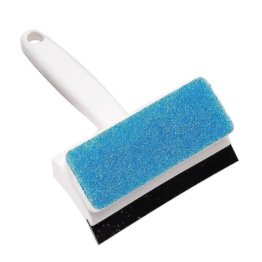 Bathroom Wiper Small| Wipers for Bathroom Floor Small| Brush with Sponge and Squeegee White| 18.5 cm