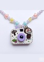 Projector Camera Keychain| Projector Camera for Kids| Purple Beaded Chain, Colorful Star Accents, Character Charm, Plastic