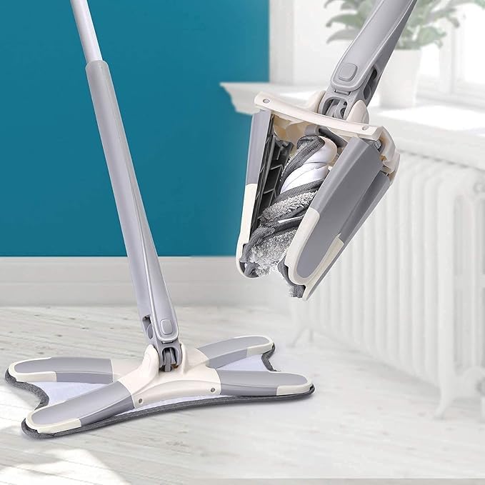 X-Shape Flat Floor Mop with Self-Wringing Microfibre Pad| mop for Home Cleaning | Floor Cleaning for Home