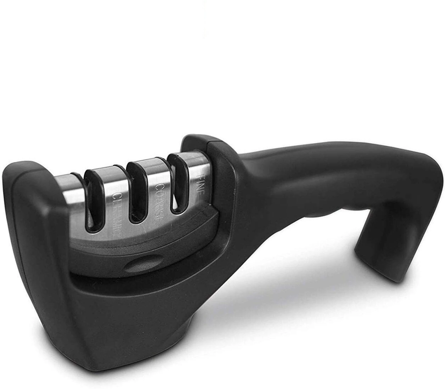 Knife Sharpener| Kitchen Tool for Home| 3-Stage Manual Sharpener with Non-Slip Base, Black